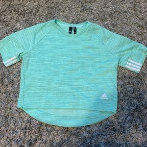 mint green adidas crop top shirt